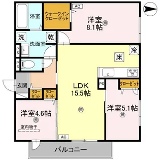 Villa Calma【102号室】の間取り