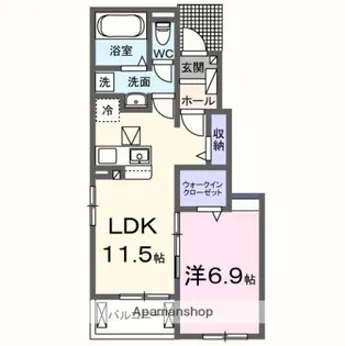 六条1丁目アパート【1階】の間取り