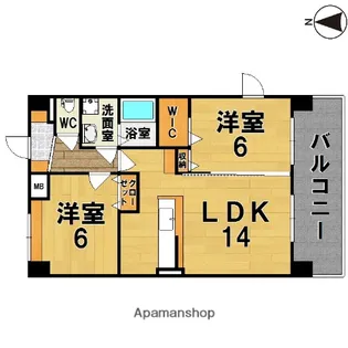 インフィニティ生駒【2階】の間取り