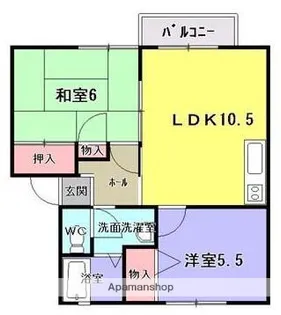 ラフィーネ當麻弐番館【1階】の間取り