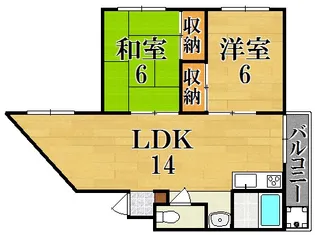 植田ビル東生駒ハイツ【3階】の間取り