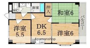グレースコーポ東生駒【3階】の間取り