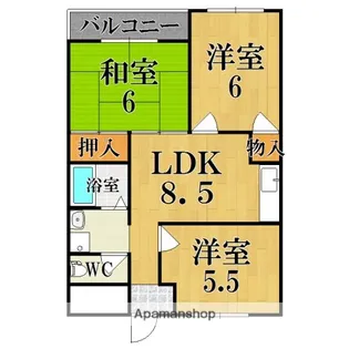 サンライズ生駒【2階】の間取り