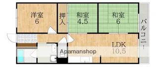 帝塚山ガーデンハイツ2号棟【1階】の間取り