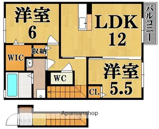 エスポワールB【2階】の間取り