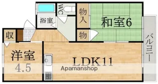 ジョイフル東生駒B棟【1階】の間取り