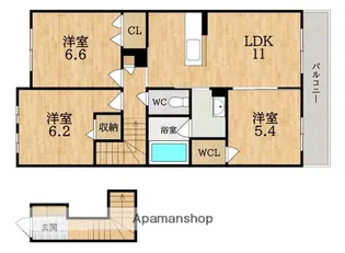 CAMPO DI PEACHE A (カンポ デ ペスカ)【2階】の間取り