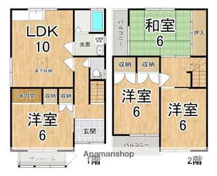 奈良県天理市成願寺町【一戸建】の間取り