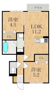 メゾン・ド・トレビアン【1階】の間取り