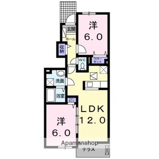 奈良県桜井市大字谷【アパート】の間取り