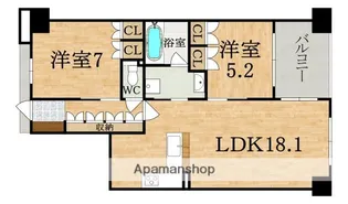 ファインフラッツ奈良三条【7階】の間取り