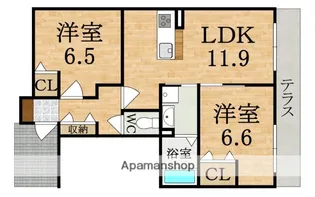 シャーメゾン紀寺 B棟【1階】の間取り