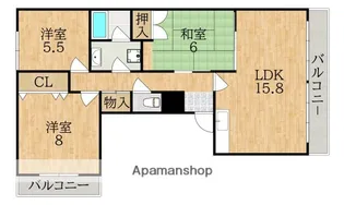 エクセルハイツ学園前鶴舞B【5階】の間取り