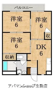 ビエント生駒【1階】の間取り