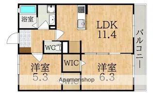 プラウディア富雄【2階】の間取り