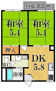 吉甚ハイツE棟【1階】の間取り