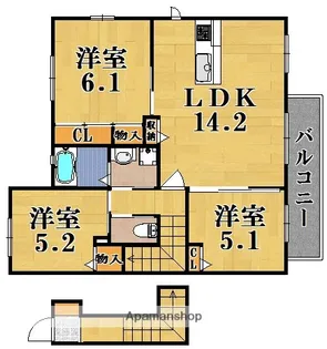 ラフィネ梅美台【2階】の間取り