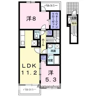 ル・シェル・ブルー 東館【2階】の間取り