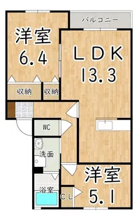 サウス・サンティーナ【2階】の間取り