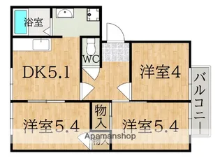 クレセール学園前A棟【1階】の間取り