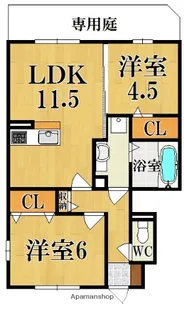 カーサ平松【1階】の間取り
