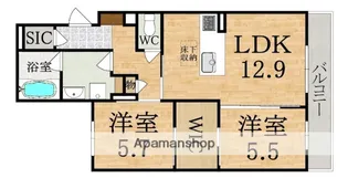 エレガント国見【1階】の間取り