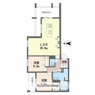 シャーメゾン オークルート奈良【3階】の間取り