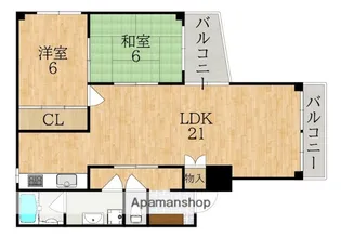 2LDKの間取り画像