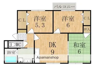 ルミエール二階堂【2階】の間取り