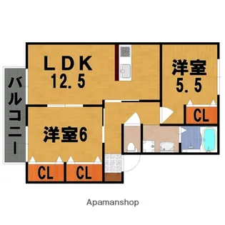 セゾン西の京【2階】の間取り