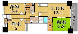 ライオンズマンション学園前第2【0705号室】の間取り