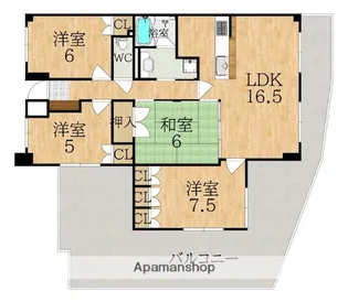 グランコート富雄【5階】の間取り