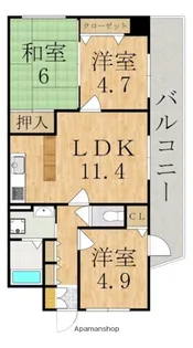 シティホームズ生駒駅前【2階】の間取り