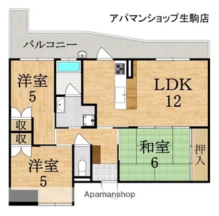 エクステージ東生駒【4階】の間取り