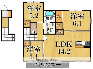 ラフィネ梅美台【2階】の間取り