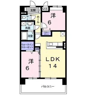 インフィニティ生駒【5階】の間取り