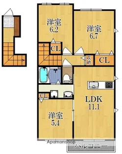 シャーメゾンつぶろB棟【2階】の間取り