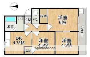 サニーハイツ朝日ヶ丘B【2階】の間取り
