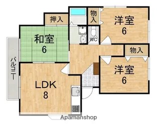 奈良県生駒郡斑鳩町神南4丁目【アパート】の間取り