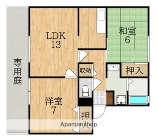 サンビレッジ学園前東坂E棟【1階】の間取り