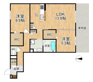 カサ・リチェル【1階】の間取り