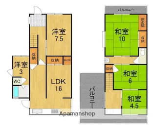 奈良県奈良市敷島町1丁目【一戸建】の間取り