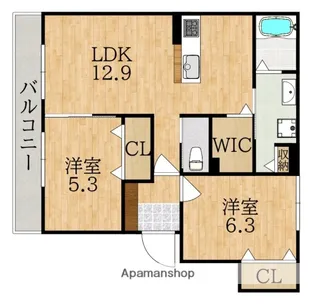 グランディール学園前【2階】の間取り