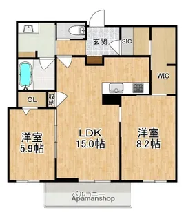 クリスタル シャーメゾン【2階】の間取り
