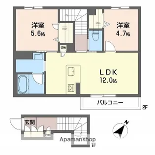 山陵プラザビー【2階】の間取り