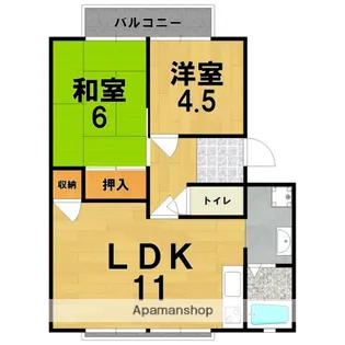 奈良県奈良市法蓮町【アパート】の間取り