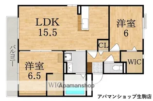 リビングタウン南生駒B棟【3階】の間取り