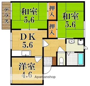 メゾンシェルブルー【1階】の間取り