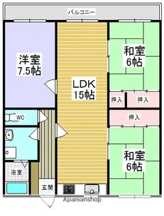 ラムズ信貴ヶ丘【2階】の間取り