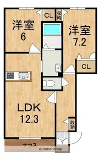 グランシャリオ瑠璃【1階】の間取り